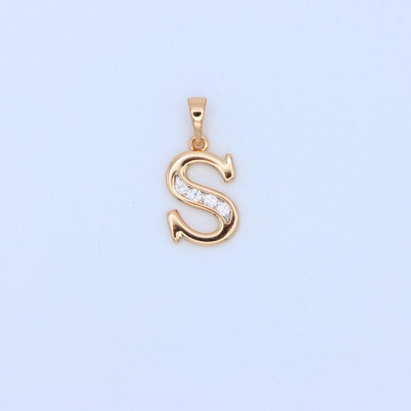 "Rose Gold Letter S Pendant with Sparkling Crystals – Elegant Finish, XPPT1368 - Picture 8 of 13